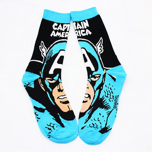 56 Style Comics Hero General Socks Cartoon Iron Man Spiderman Captain America Men Socks