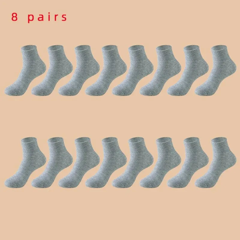 4/5/8/10/20 Pairs of MEN'S AND WOMEN'S Black Cotton Business Mid Length Soft and Warm Autumn/winter Solid Color Casual Socks