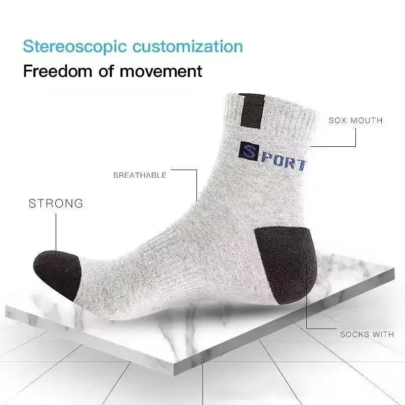 10 Pairs Of Comfortable And Breathable Sports Socks For Men, Fashionable Striped Cotton Sweat