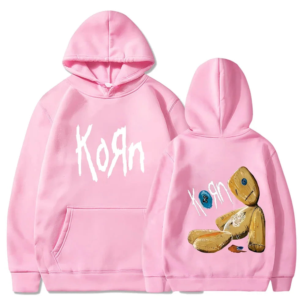 Korn Rock Band Hoodies Spring Autumn Pullover Men's Fashion Printed Hooded Sweatshirt Loose Casual Daily Streetwear Sweater Tops