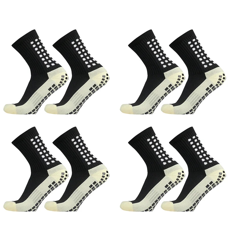 4 pairs Anti-slip Soccer Women Men Outdoor Sport Grip Football Yoga Socks