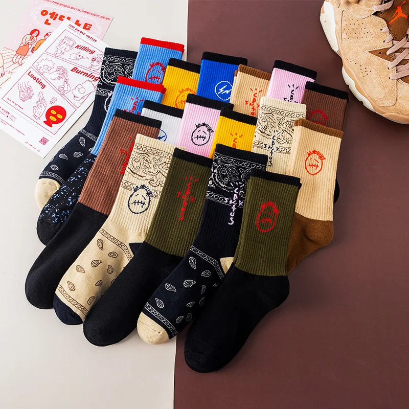 3 paires/boîte, livraison gratuite  Chaussettes d'équipage Cactus Jack en coton pour hommes,  men  socks