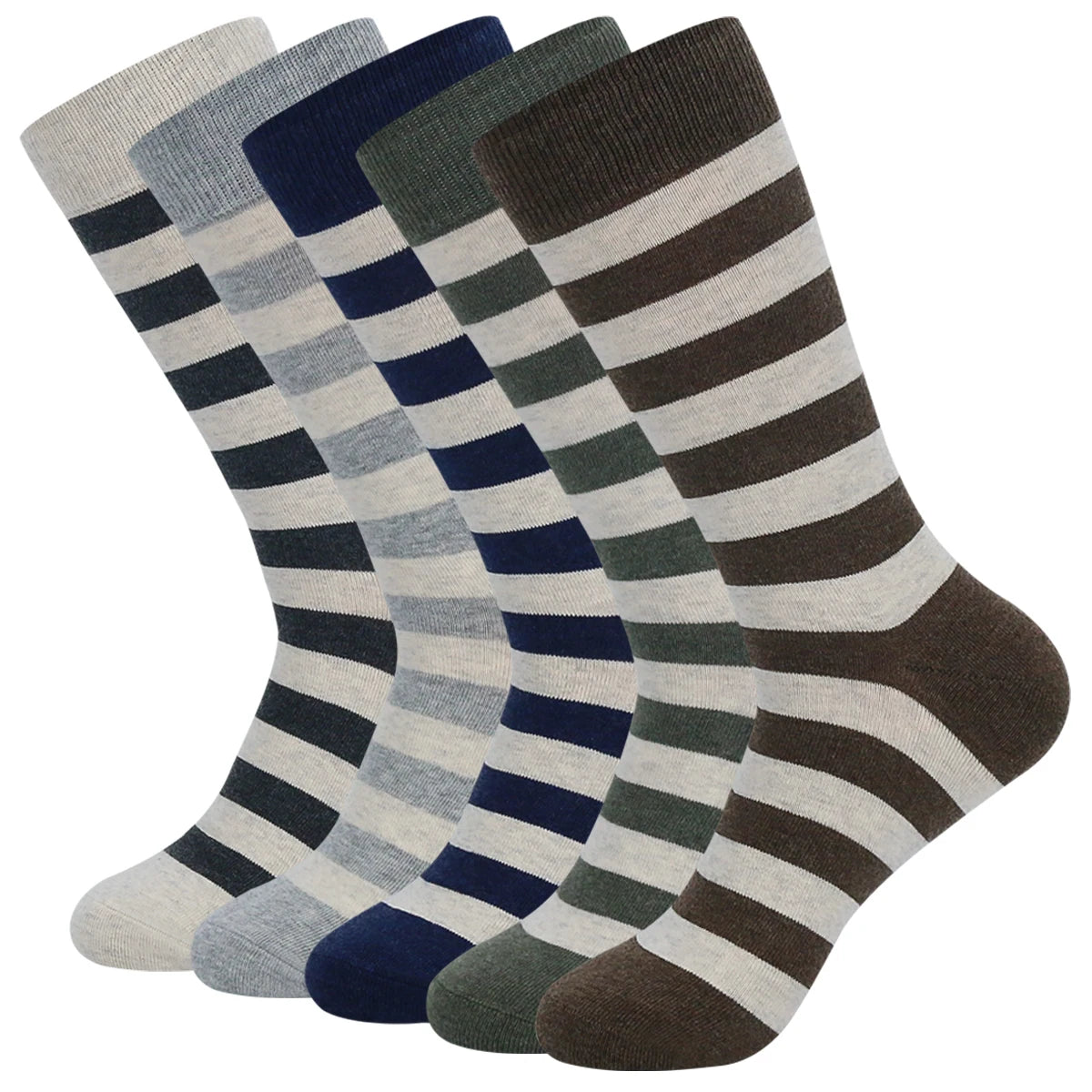 5 Pairs Mens Dress Socks Plus large Size，High Quality Combed Cotton Crew Socks，Black Cool Argyle Breathable Casual Socks for men