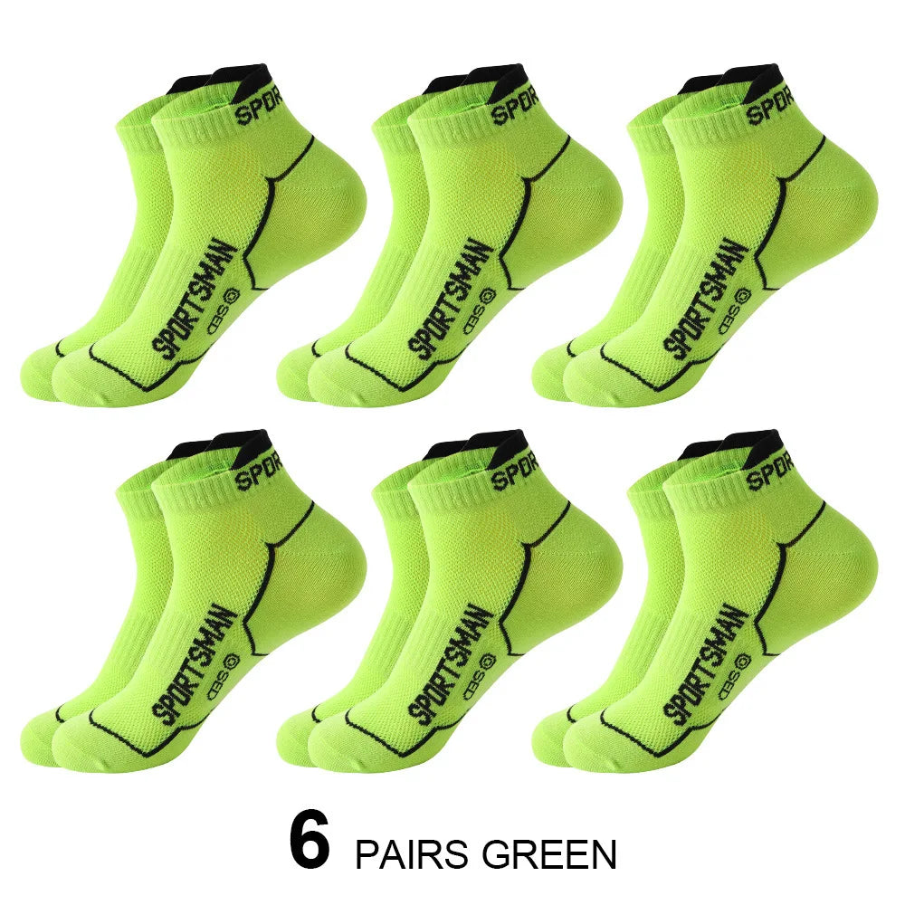 6 Pairs Socks Men's Short Socks Sweat Absorbent and Odorous Basketball Socks Running Sports Socks Breathable Mesh Men's Socks