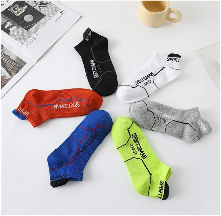 6 Pairs Socks Men's Short Socks Sweat Absorbent and Odorous Basketball Socks Running Sports Socks Breathable Mesh Men's Socks