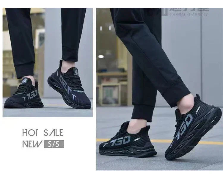 Fashionable shoes men's shoes summer mesh surface breathable slip-on sports leisure running walking mesh shoes thick sole