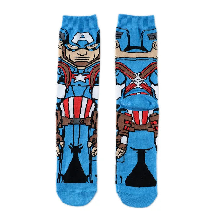 56 Style Comics Hero General Socks Cartoon Iron Man Spiderman Captain America Men Socks