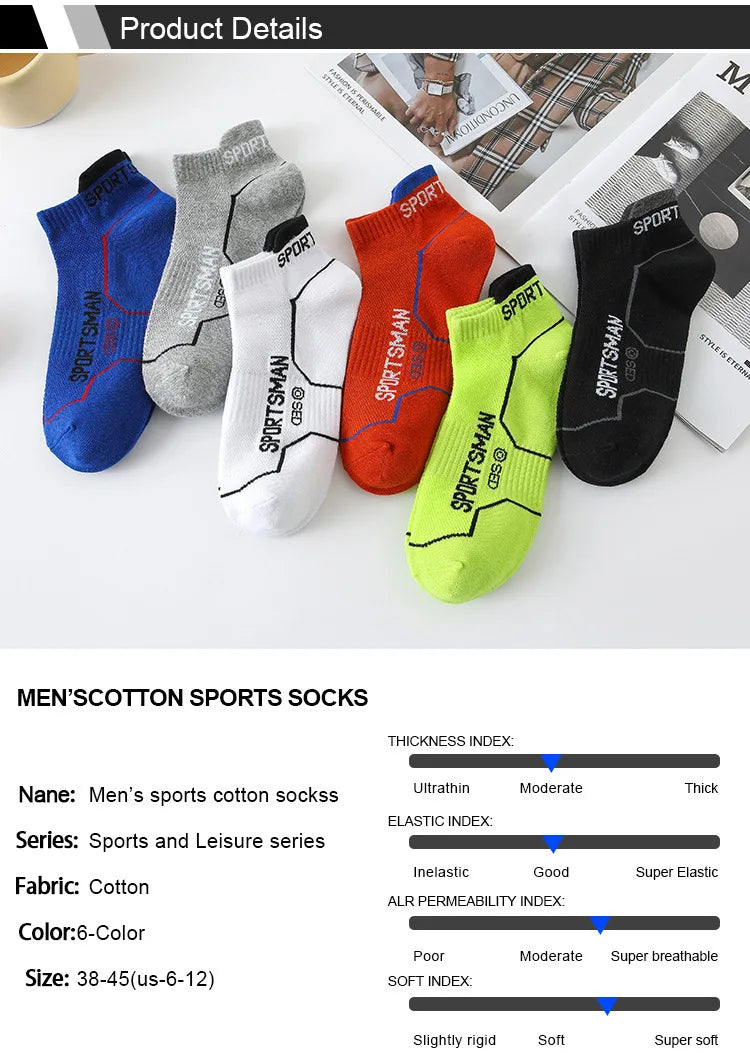 6 Pairs Socks Men's Short Socks Sweat Absorbent and Odorous Basketball Socks Running Sports Socks Breathable Mesh Men's Socks