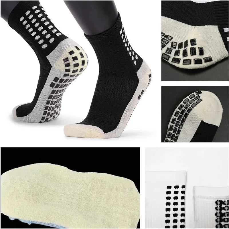 4 pairs Anti-slip Soccer Women Men Outdoor Sport Grip Football Yoga Socks