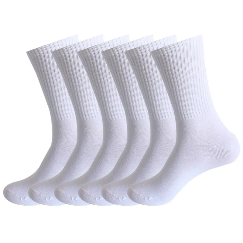 5 Pairs Men Crew Socks Black And White Middle Tube Streetwear Soft Breathable Cotton Casual Socks