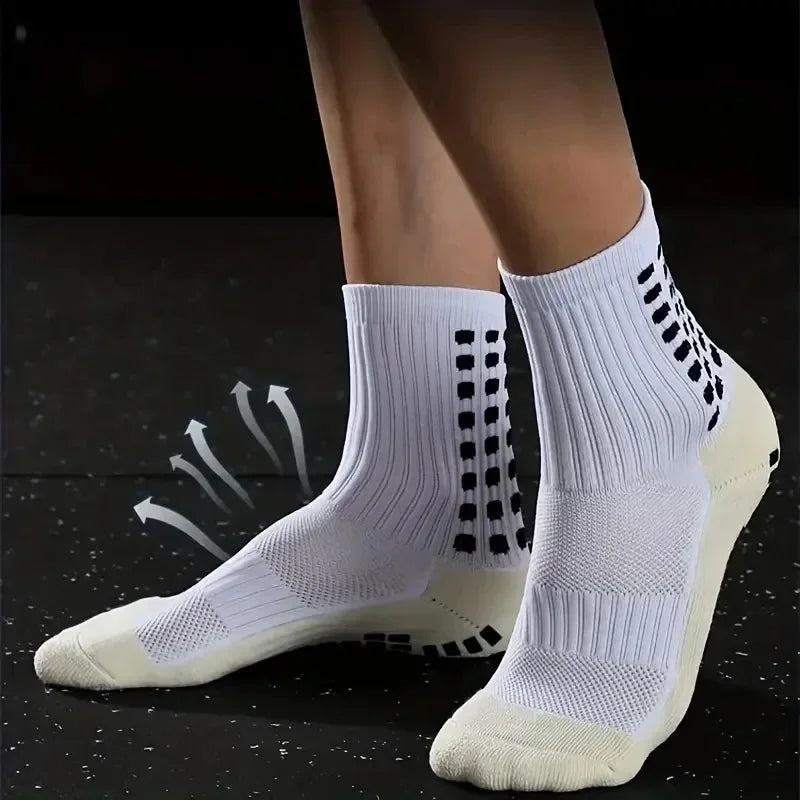 4 pairs Anti-slip Soccer Women Men Outdoor Sport Grip Football Yoga Socks