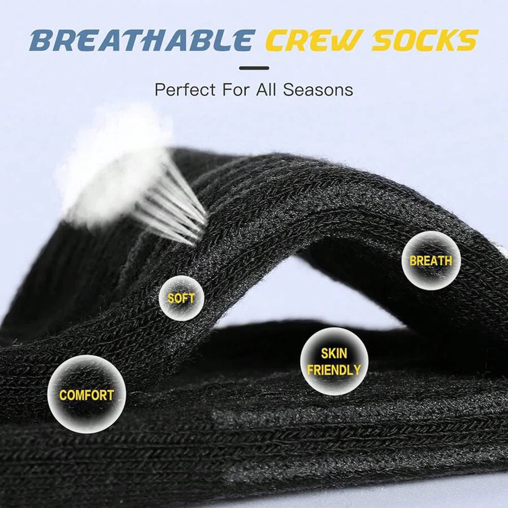 6 Pairs Men Middle Length Socks Trendy Versatile Vertical Stripes Comfortable Soft Sweat Absorbing All Season Casual Sock