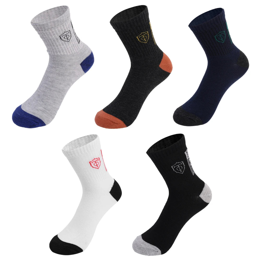 5Pairs Breathable Cotton Sports Stockings Men Bamboo Fiber Autumn and Winter Men Socks Sweat Absorption Deodorant Business Sox