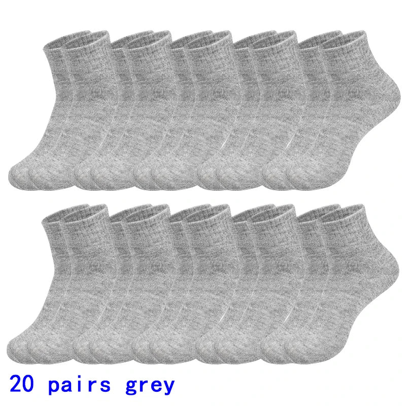 4/5/8/10/20 Pairs of MEN'S AND WOMEN'S Black Cotton Business Mid Length Soft and Warm Autumn/winter Solid Color Casual Socks