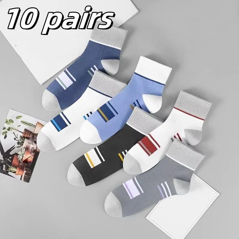 5Pairs Breathable Cotton Sports Stockings Men Bamboo Fiber Autumn and Winter Men Socks Sweat Absorption Deodorant Business Sox