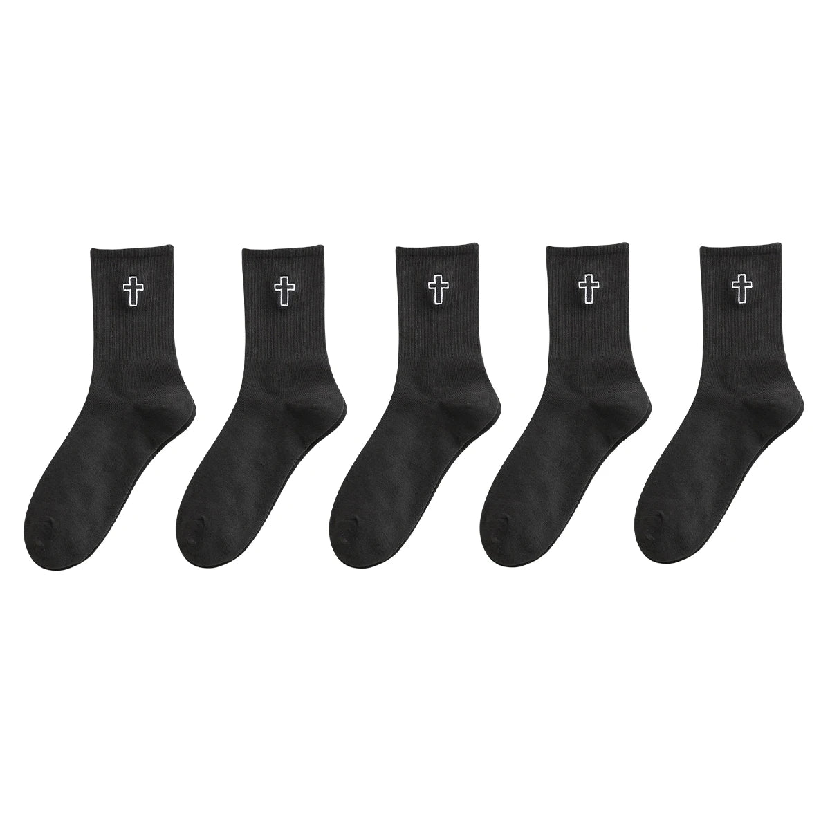 5/10/20 Pairs Crew Socks with Cross Pattern, Comfort, Breathability, Moisture Absorption, and Sweat Wicking