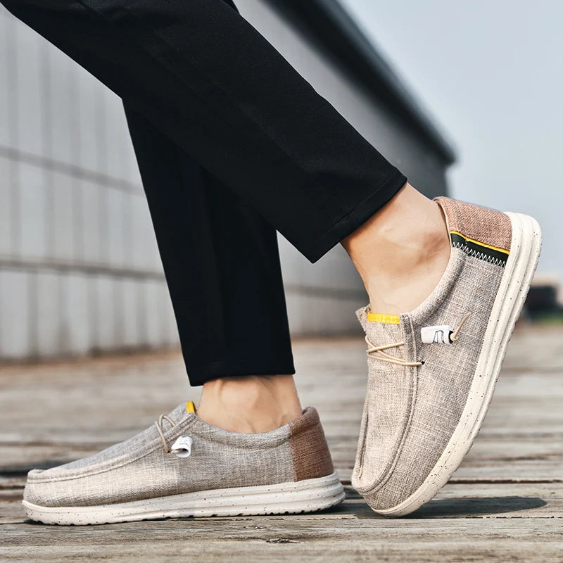 Men Casual Canvas Shoes  Mens Loafers Breathable Slip on Flats Male Vulcanized Shoes Driving Shoes Plus Size 48 Walking shoe