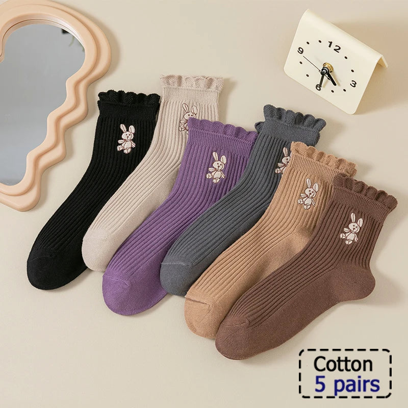 4/5/8/10/20 Pairs of MEN'S AND WOMEN'S Black Cotton Business Mid Length Soft and Warm Autumn/winter Solid Color Casual Socks