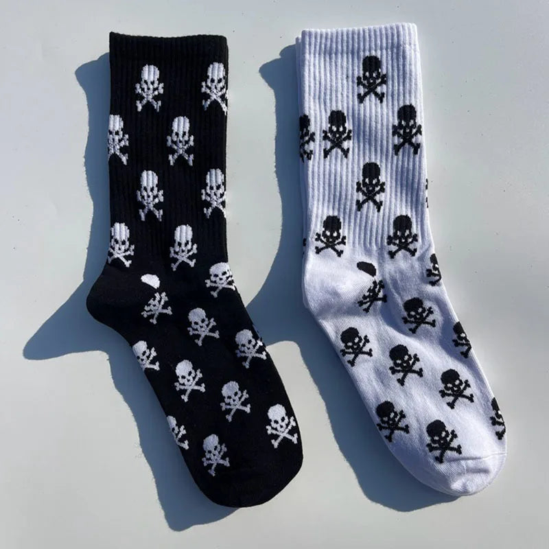 1 pair of men's hip hop spider skull personality skateboard socks