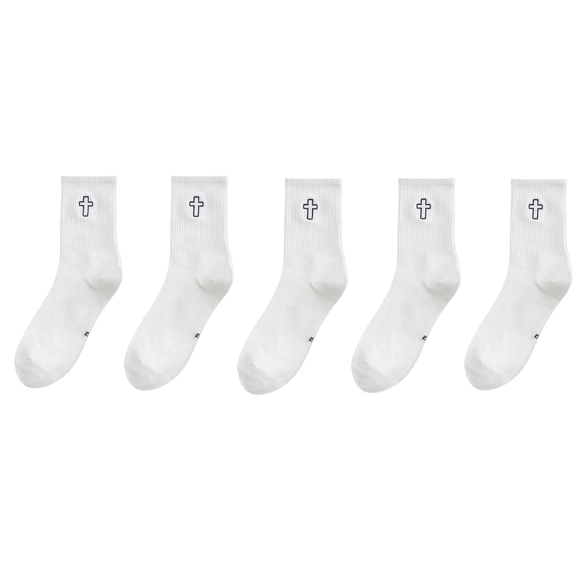 5/10/20 Pairs Crew Socks with Cross Pattern, Comfort, Breathability, Moisture Absorption, and Sweat Wicking