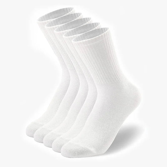 5 Pairs Men Crew Socks Black And White Middle Tube Streetwear Soft Breathable Cotton Casual Socks