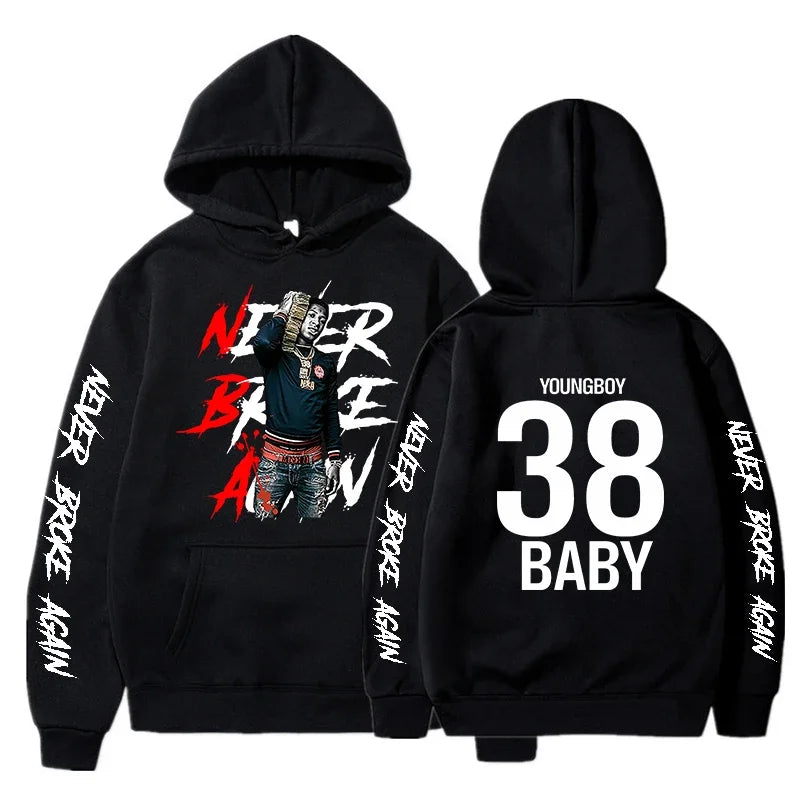 Never Broke Again Hoodies Men Fashion YoungBoy Graphic Printed Sweatshirts Women Cool Casual Harajuku Sportwear Hooded Pullovers