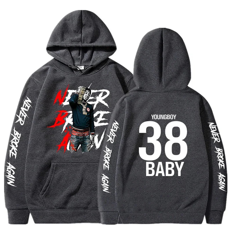 Never Broke Again Hoodies Men Fashion YoungBoy Graphic Printed Sweatshirts Women Cool Casual Harajuku Sportwear Hooded Pullovers