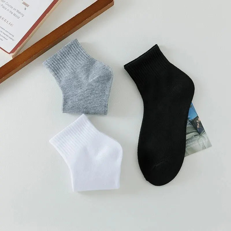 4/5/8/10/20 Pairs of MEN'S AND WOMEN'S Black Cotton Business Mid Length Soft and Warm Autumn/winter Solid Color Casual Socks