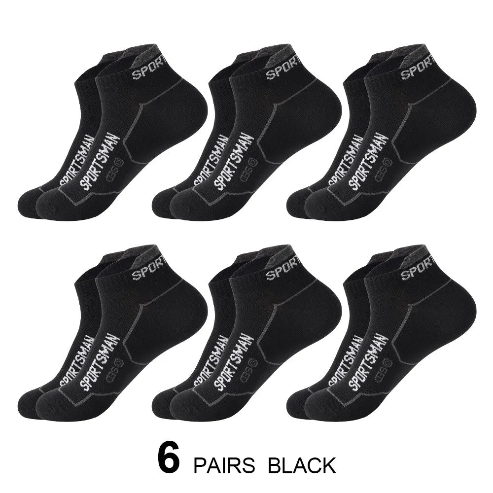 6 Pairs Socks Men's Short Socks Sweat Absorbent and Odorous Basketball Socks Running Sports Socks Breathable Mesh Men's Socks