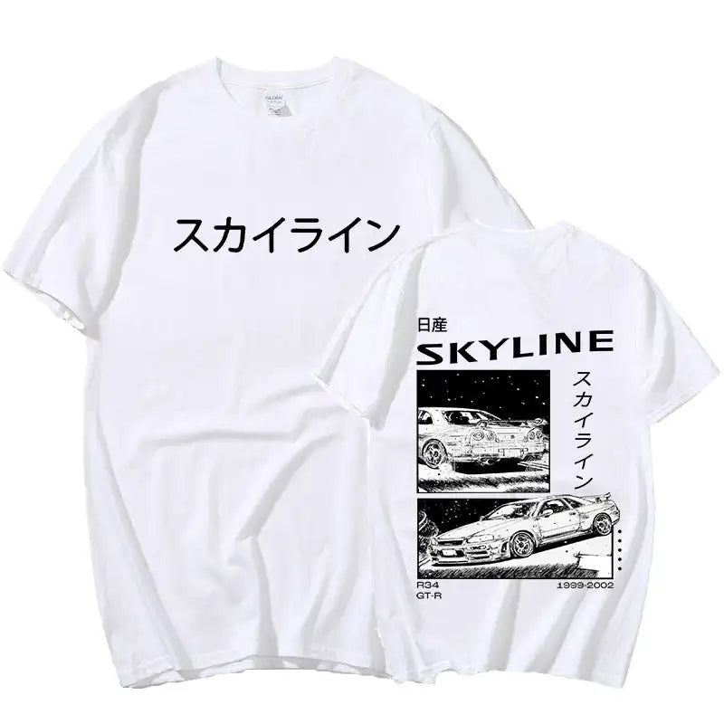 Men's Cotton T-Shirt Drift Japan Anime AE86 Inifirst D Summer Casual T-Shirt Unisex R34 Skyline GTR JDM Oversized Print T Shirts