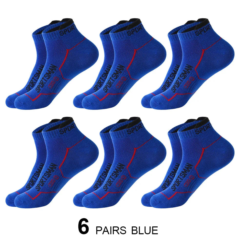 6 Pairs Socks Men's Short Socks Sweat Absorbent and Odorous Basketball Socks Running Sports Socks Breathable Mesh Men's Socks