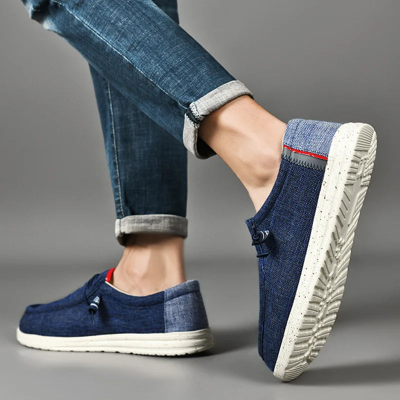 Men Casual Canvas Shoes  Mens Loafers Breathable Slip on Flats Male Vulcanized Shoes Driving Shoes Plus Size 48 Walking shoe