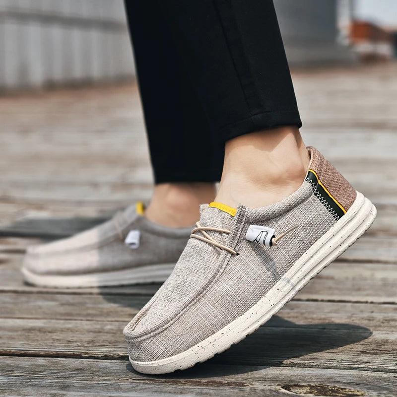 Men Casual Canvas Shoes  Mens Loafers Breathable Slip on Flats Male Vulcanized Shoes Driving Shoes Plus Size 48 Walking shoe