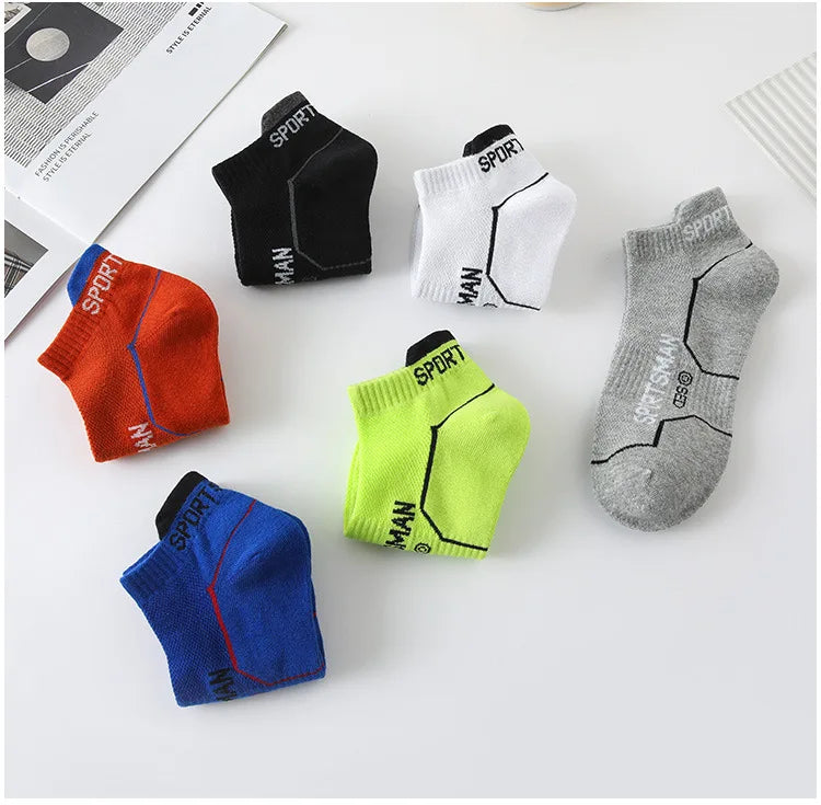 6 Pairs Socks Men's Short Socks Sweat Absorbent and Odorous Basketball Socks Running Sports Socks Breathable Mesh Men's Socks