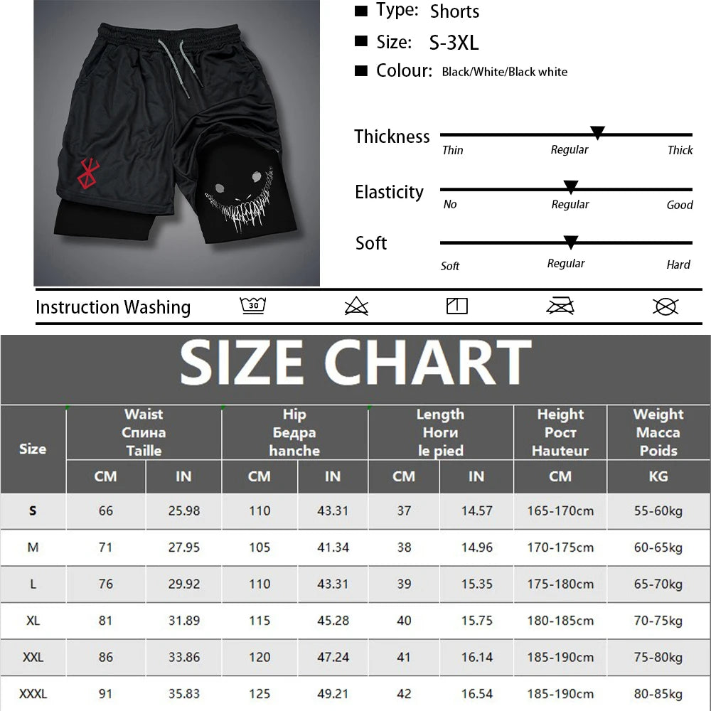 Summer Men Running Shorts Fitness Gym Training 2 in 1 Sports Shorts Quick Dry Workout Jogging Double Deck Shorts