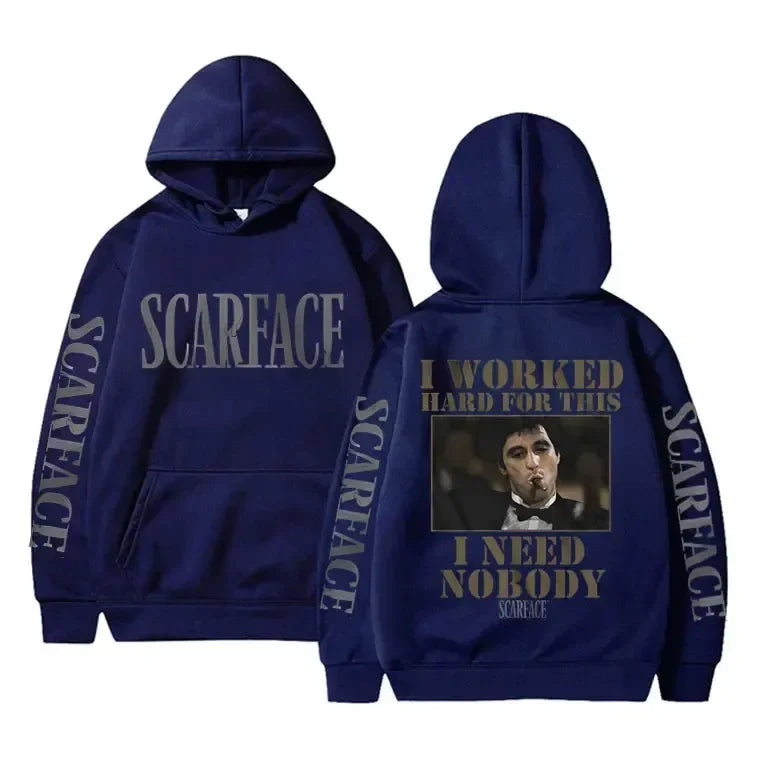 I Worked Hard for This I Need Nobody Scarface Hoodie Men Casual Sweatshirt Vintage Hoody Pullover Men's Hoodies Male Streetwear