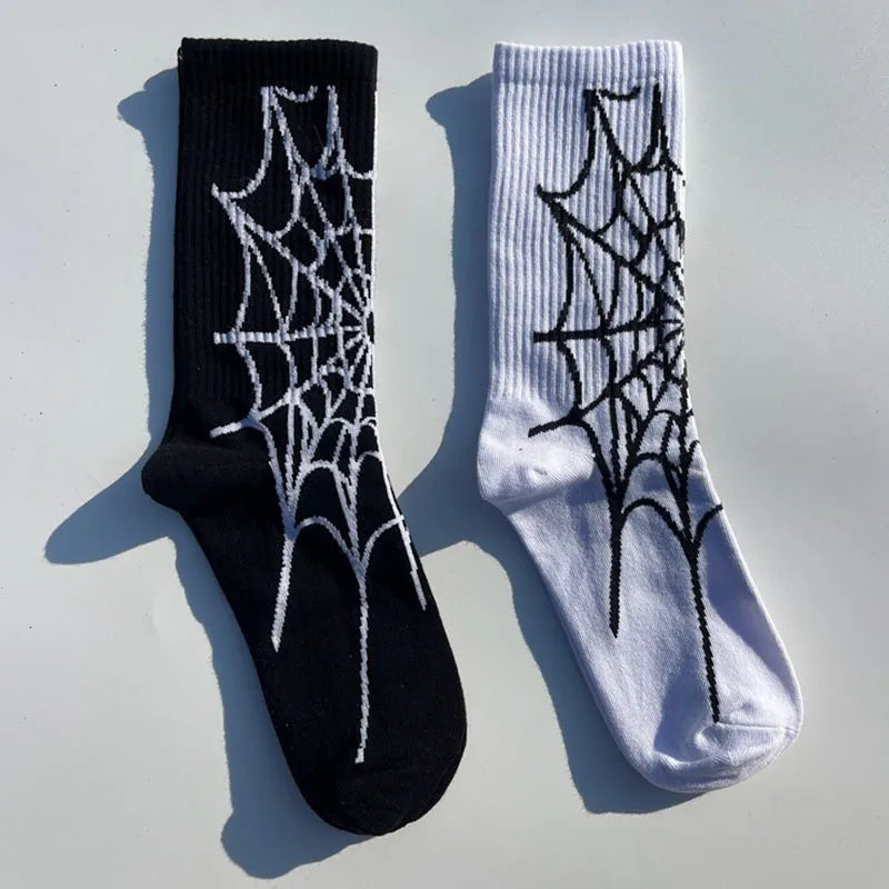 1 pair of men's hip hop spider skull personality skateboard socks