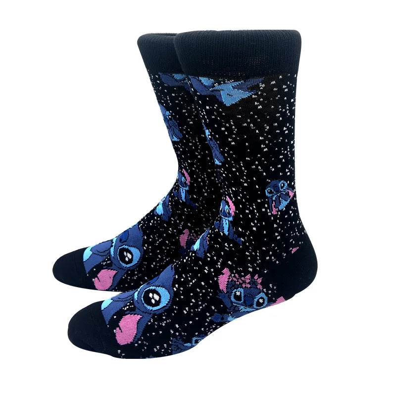 Fashion Anime Men Socks Stitch Long Socks Knee-High Couples Cosplay Sock Personality Hip Hop Harajuku Women Funny Sock Size37-45