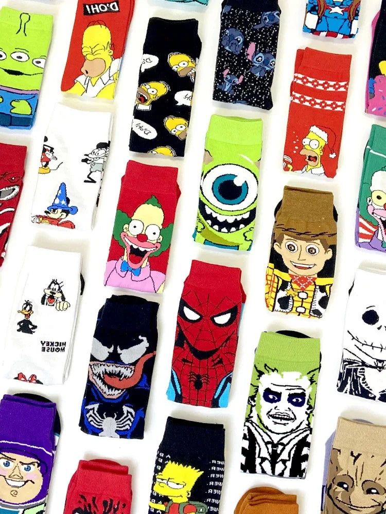 Fashion Anime Men Socks Stitch Long Socks Knee-High Couples Cosplay Sock Personality Hip Hop Harajuku Women Funny Sock Size37-45