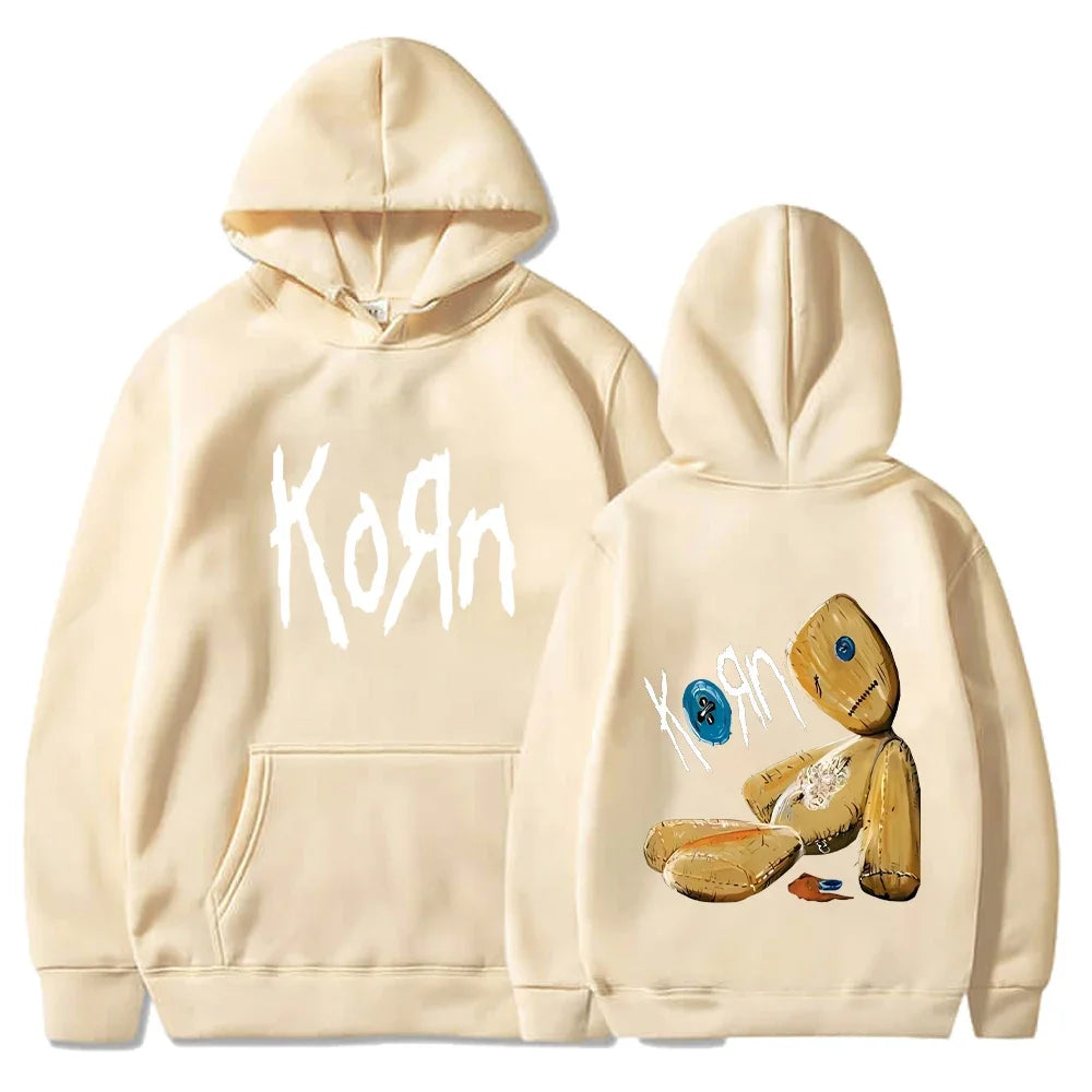 Korn Rock Band Hoodies Spring Autumn Pullover Men's Fashion Printed Hooded Sweatshirt Loose Casual Daily Streetwear Sweater Tops