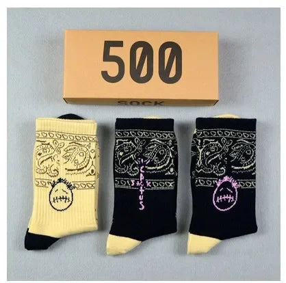 3 paires/boîte, livraison gratuite  Chaussettes d'équipage Cactus Jack en coton pour hommes,  men  socks