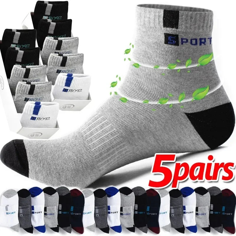 10 Pairs Of Comfortable And Breathable Sports Socks For Men, Fashionable Striped Cotton Sweat