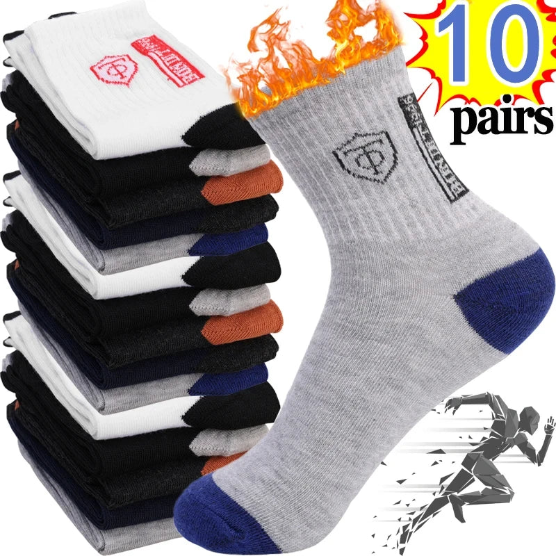 5Pairs Breathable Cotton Sports Stockings Men Bamboo Fiber Autumn and Winter Men Socks Sweat Absorption Deodorant Business Sox