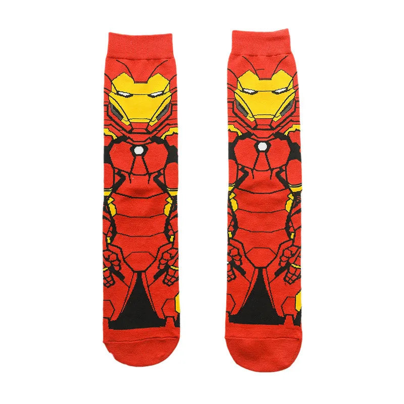 56 Style Comics Hero General Socks Cartoon Iron Man Spiderman Captain America Men Socks