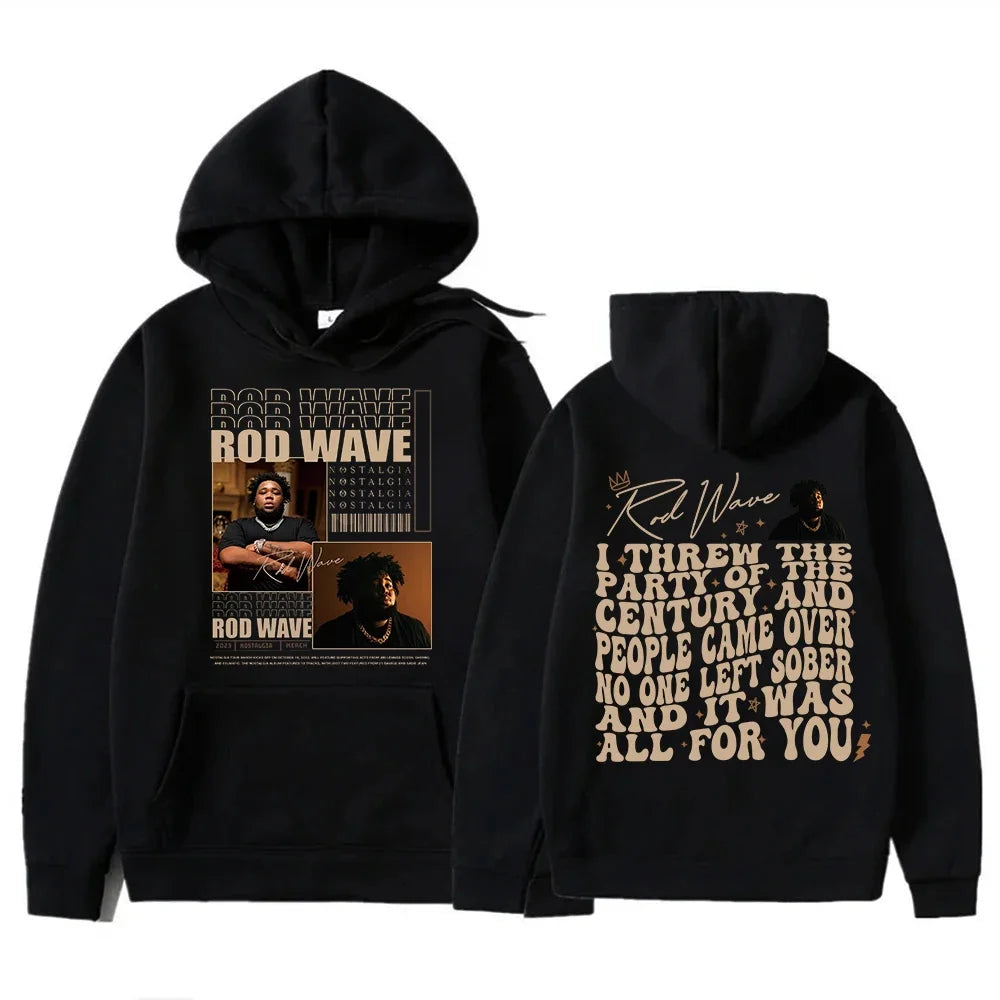 Autumn and winter new Rod Wave tour new album Nostalgia fashion casual men's hooded sweatshirt