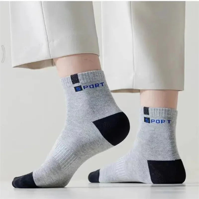 10 Pairs Of Comfortable And Breathable Sports Socks For Men, Fashionable Striped Cotton Sweat