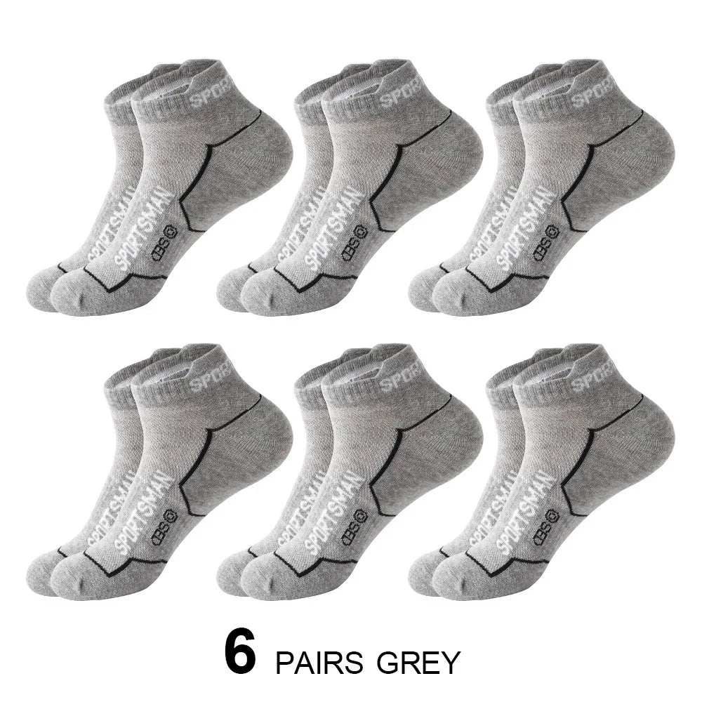 6 Pairs Socks Men's Short Socks Sweat Absorbent and Odorous Basketball Socks Running Sports Socks Breathable Mesh Men's Socks