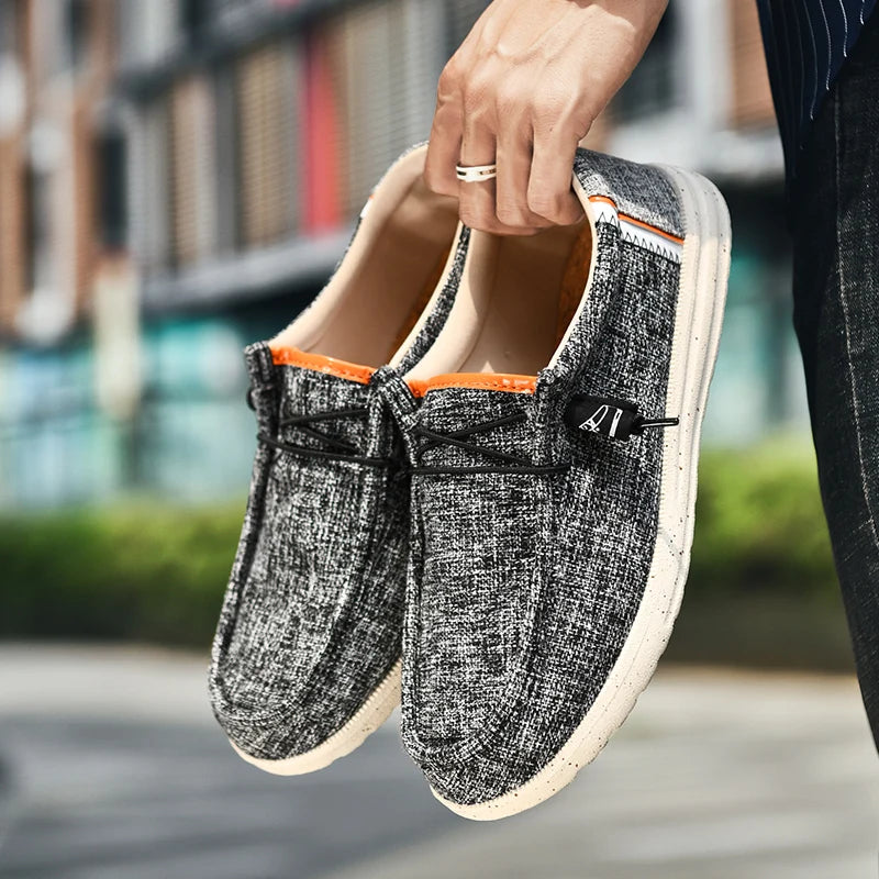 Men Casual Canvas Shoes  Mens Loafers Breathable Slip on Flats Male Vulcanized Shoes Driving Shoes Plus Size 48 Walking shoe